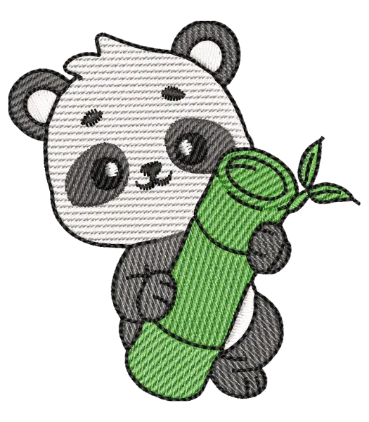 Matriz de Bordado Panda Segurando Bambu